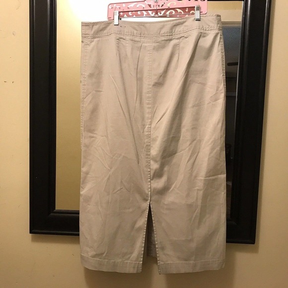 Venezia Straight Denim Midi Skirt Plus Sz18 Beige Slit Back Pockets Used - Picture 13 of 16